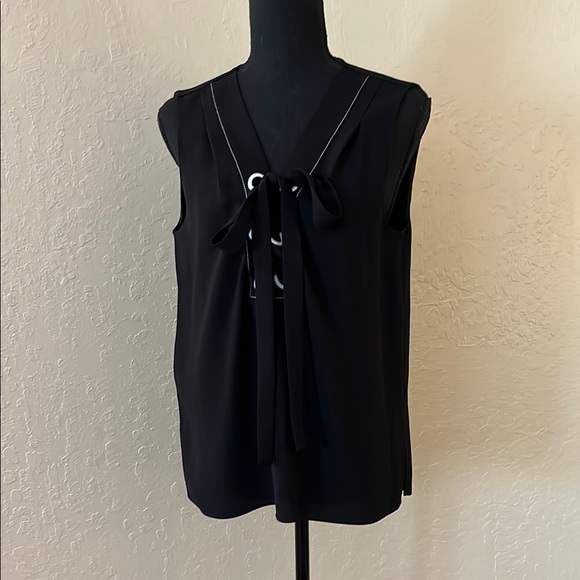 BCBGMaxAzria Black Sailor Collar‎ Tie Front Blouse - Picture 1 of 8
